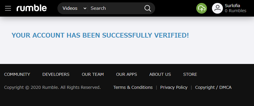 Rumble アカウントが確認できました。