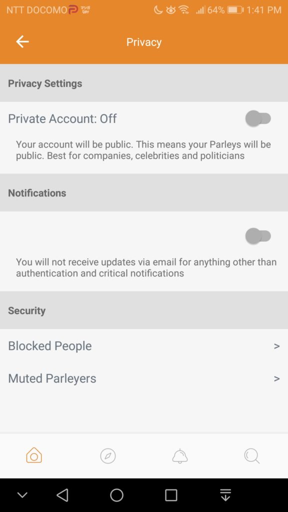 Parler Setting Preferences -1 Privacy