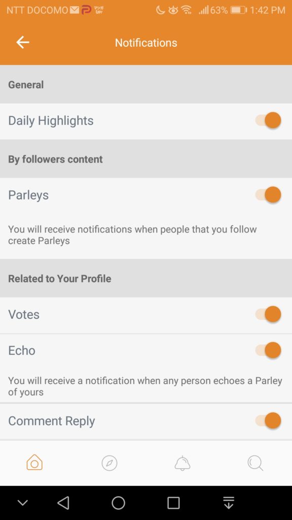 Parler Setting Preferences -4 Notifications